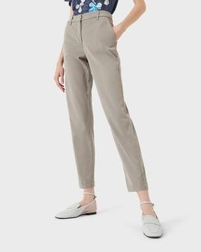 mid-rise flat-front trousers