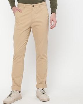 mid-rise flat-front trousers