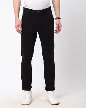 mid-rise flat-front trousers