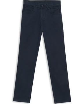 mid rise flat front trousers