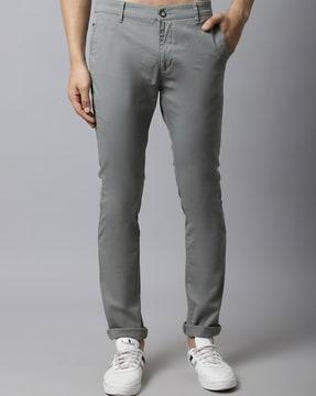 mid-rise flat-front trousers