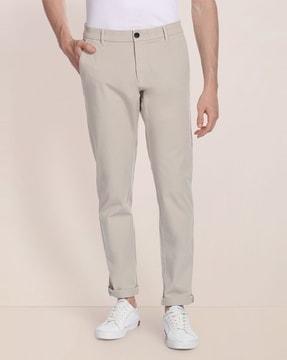 mid-rise flat-front trousers