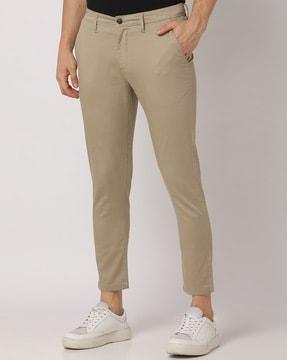 mid-rise flat-front trousers