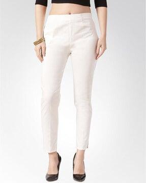 mid-rise flat-front trousers