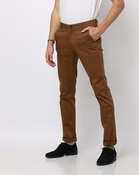 mid-rise flat-front trousers