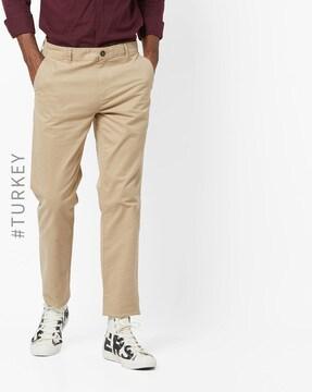 mid-rise flat-front trousers