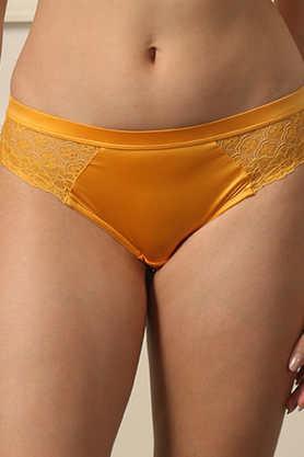 mid rise full coverage lace seamless panty - yellow