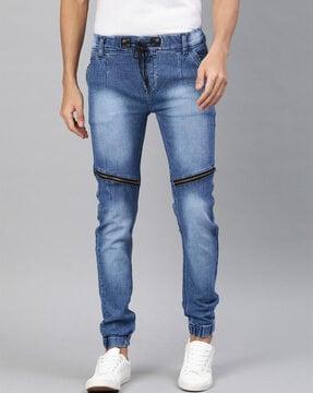 mid-rise full-length jogger jeans
