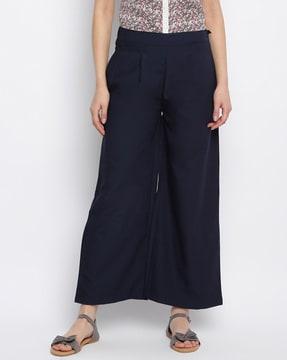 mid-rise full-length palazzo pants