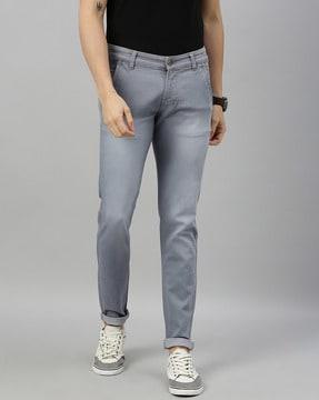 mid-rise full-length straight jeans