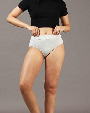 mid-rise hipsters with elastcated waist