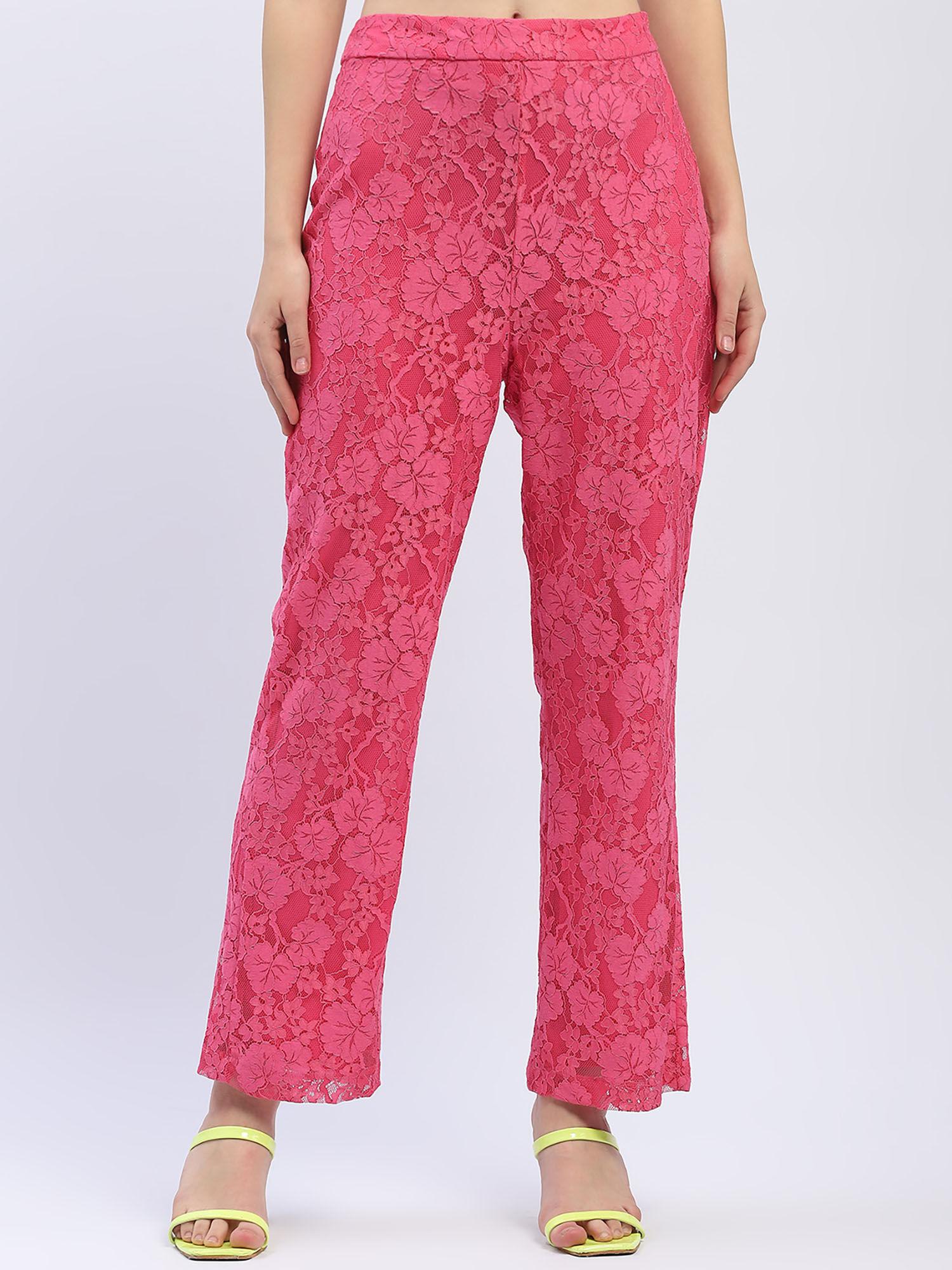 mid rise hot pink lace trouser