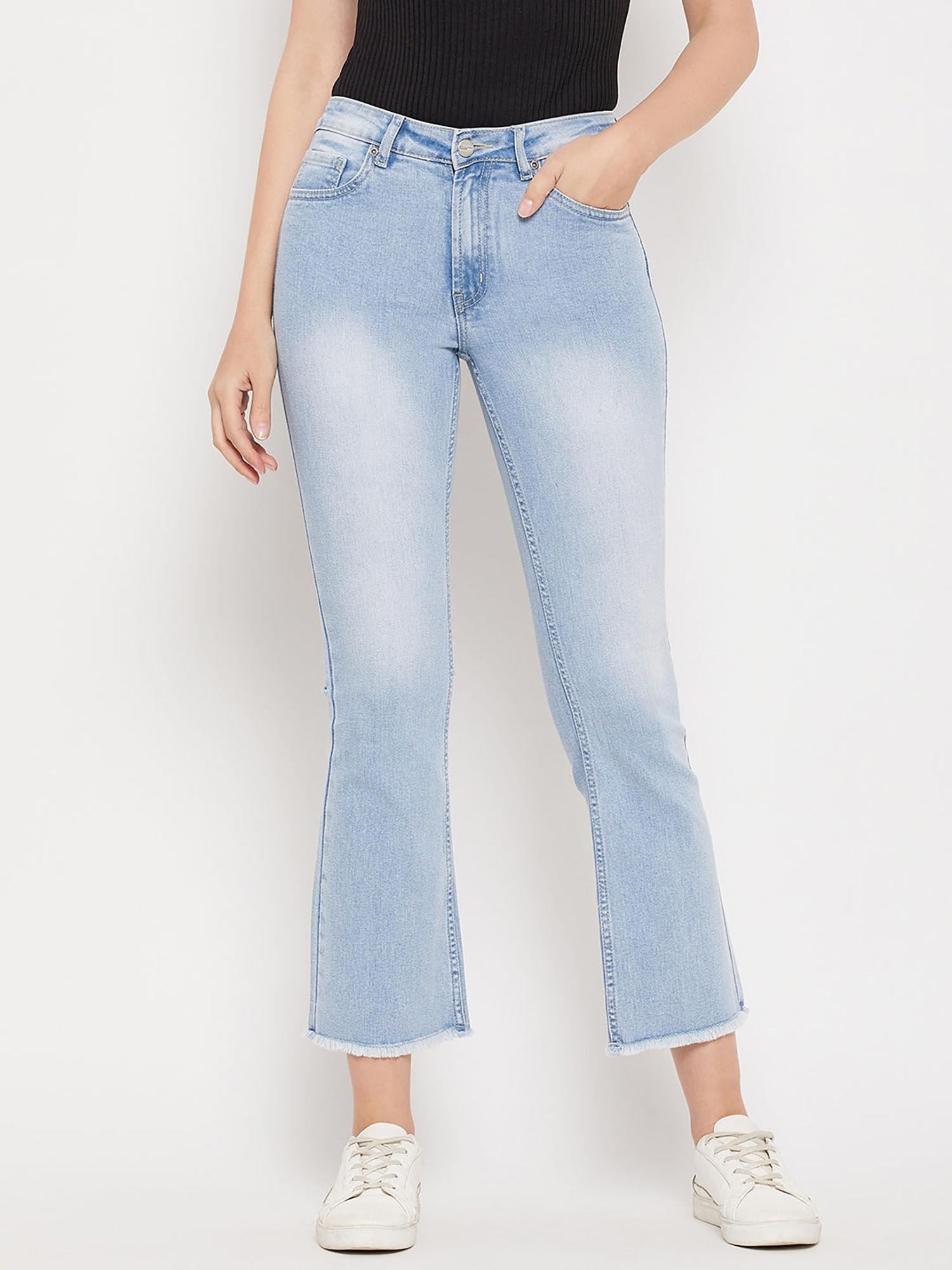 mid rise ice blue boot cut jeans