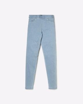 mid-rise jeans with elasticated waist