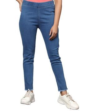 mid-rise jeggings with elasticated waistband