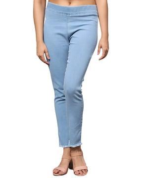 mid-rise jeggings with elasticated waistband