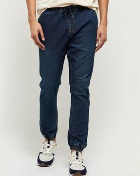 mid-rise jogger pants with drawstring