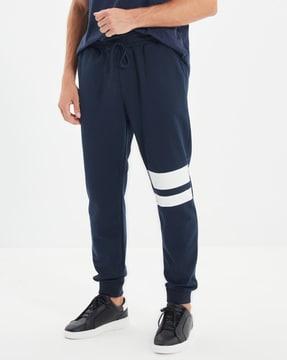 mid-rise joggers with contrast panels