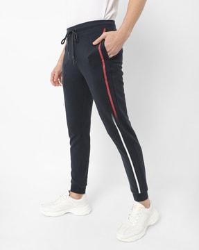 mid-rise joggers with contrast stripes