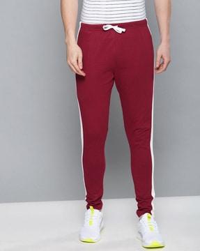 mid-rise joggers with contrast stripes