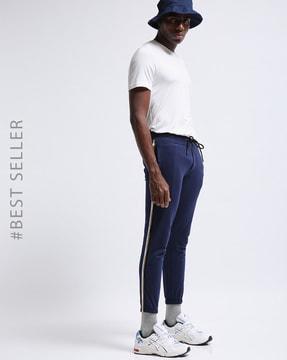 mid-rise joggers with contrast taping