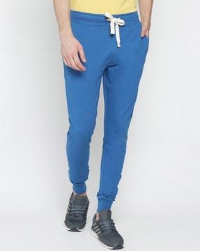 mid-rise joggers with drawstring fastening