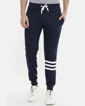 mid-rise joggers with drawstring fastening