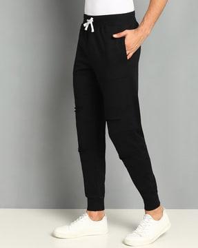 mid-rise joggers with drawstrings waist