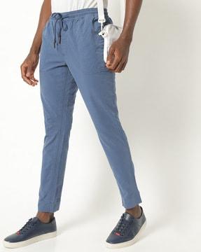 mid-rise joggers with elasticated drawstring waist