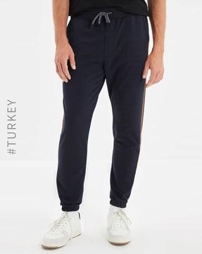 mid-rise joggers with elasticated drawstring waist