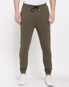 mid-rise joggers with elasticated drawstring waist