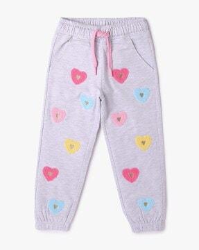 mid-rise joggers with heart applique