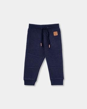 mid-rise joggers with logo patch