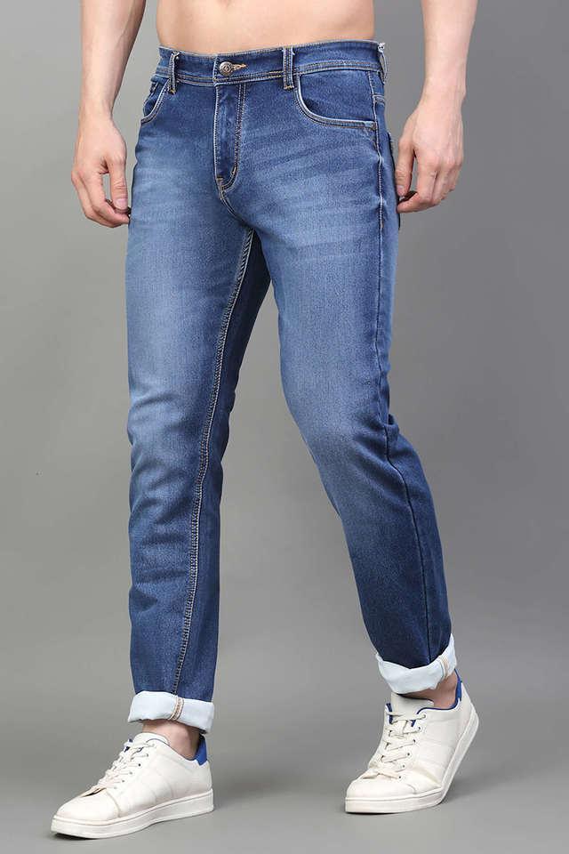 mid rise light wash cotton slim fit mens jeans