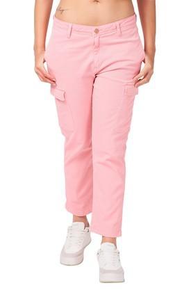 mid rise light wash denim slim fit women's jeans - pink