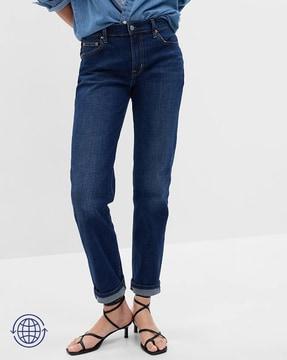 mid-rise loose fit jeans with washwell