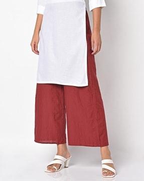 mid-rise palazzos with elasticated waist