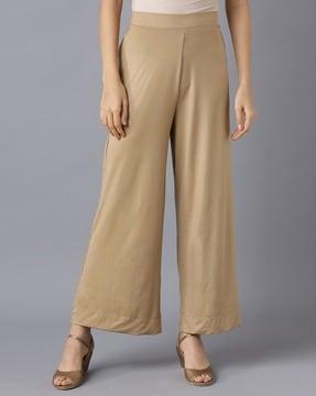 mid-rise palazzos with elasticated waist
