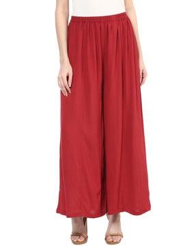 mid-rise palazzos with elasticated waist