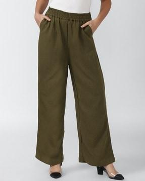 mid-rise palazzos with elasticated waistband