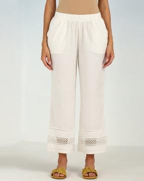 mid-rise palazzos with lace hem