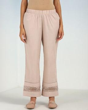 mid-rise palazzos with lace inserts