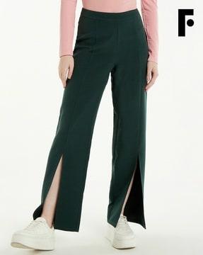 mid-rise panelled flat-frontpants