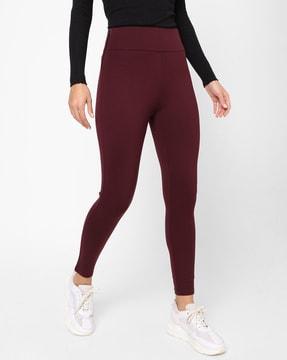 mid-rise panelled treggings with side zip closer