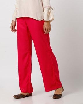 mid-rise pants with button closure