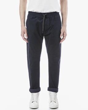 mid-rise pants with drawstring waist