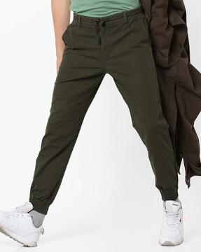 mid-rise pants with drawstring waist