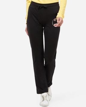 mid-rise pants with elasticated drawstring waist