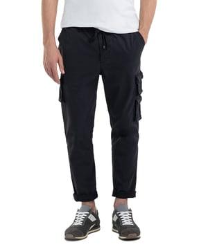 mid-rise pants with elasticated drawstring waist