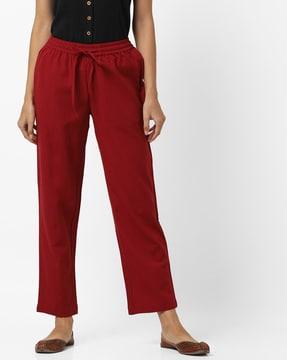 mid-rise pants with elasticated drawstring waist